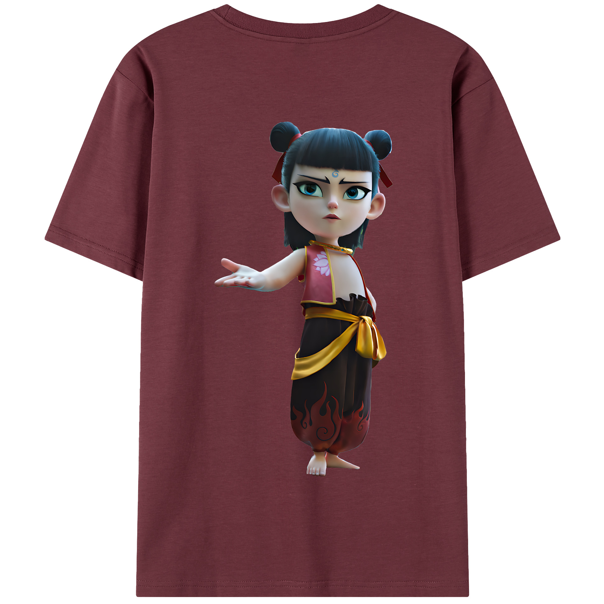 （画像用） Ne Zha 2 ナタ 魔童の大暴れ 綿100％半袖Tシャツ（背面プリント）